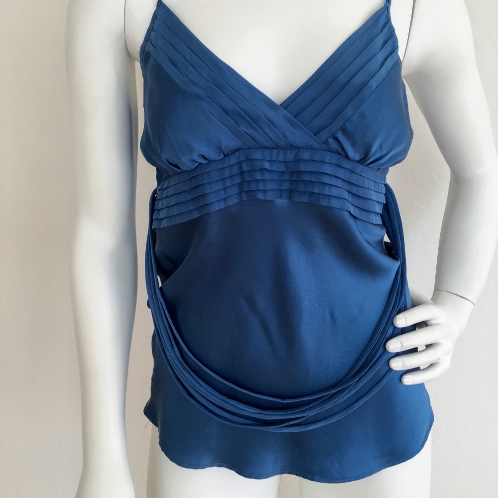 Silk Blue Spaghetti Strap Tank Top - Picture 7 of 8